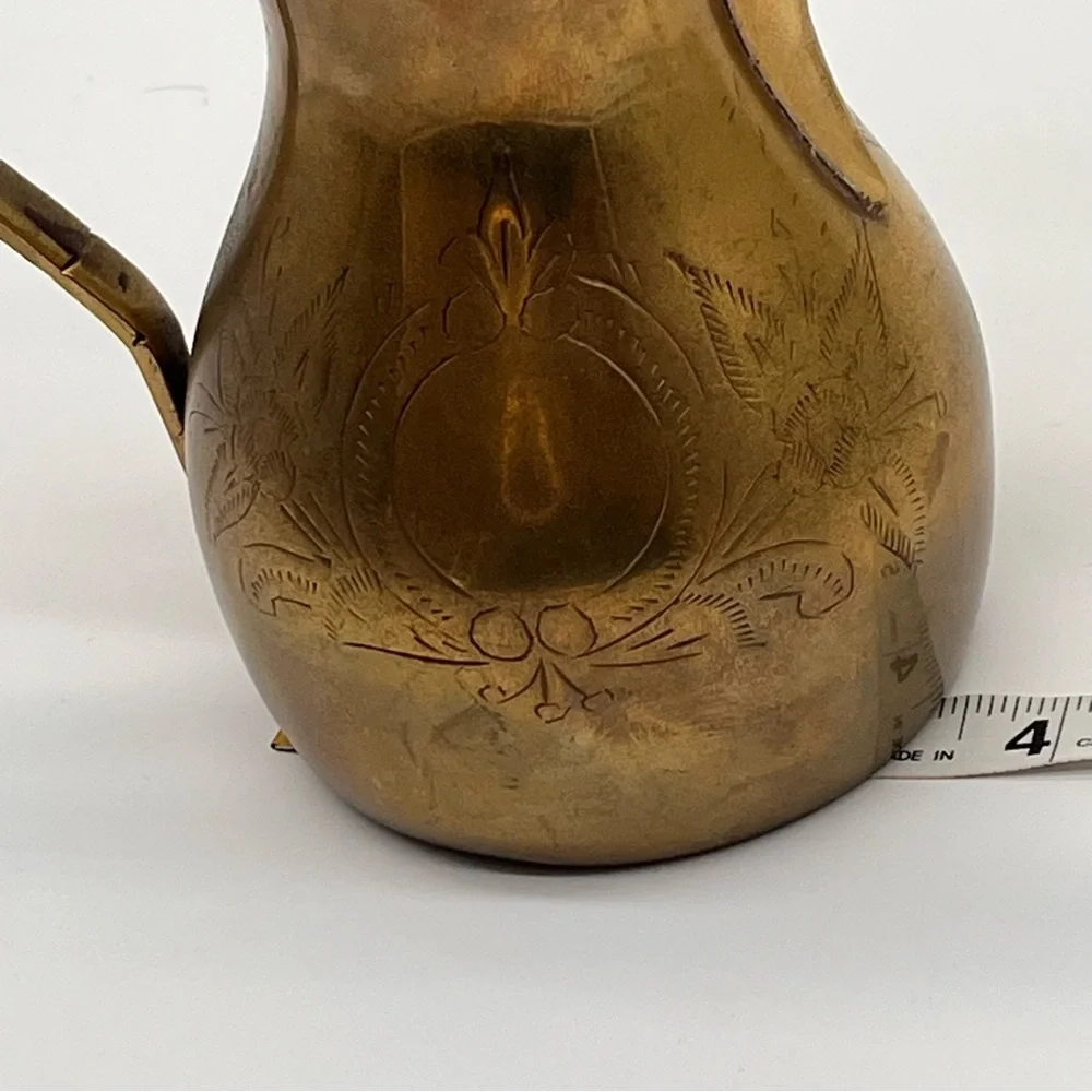 Vintage Etched Islamic Middle East Arabic Dallah Copper Brass Coffee Pot 10